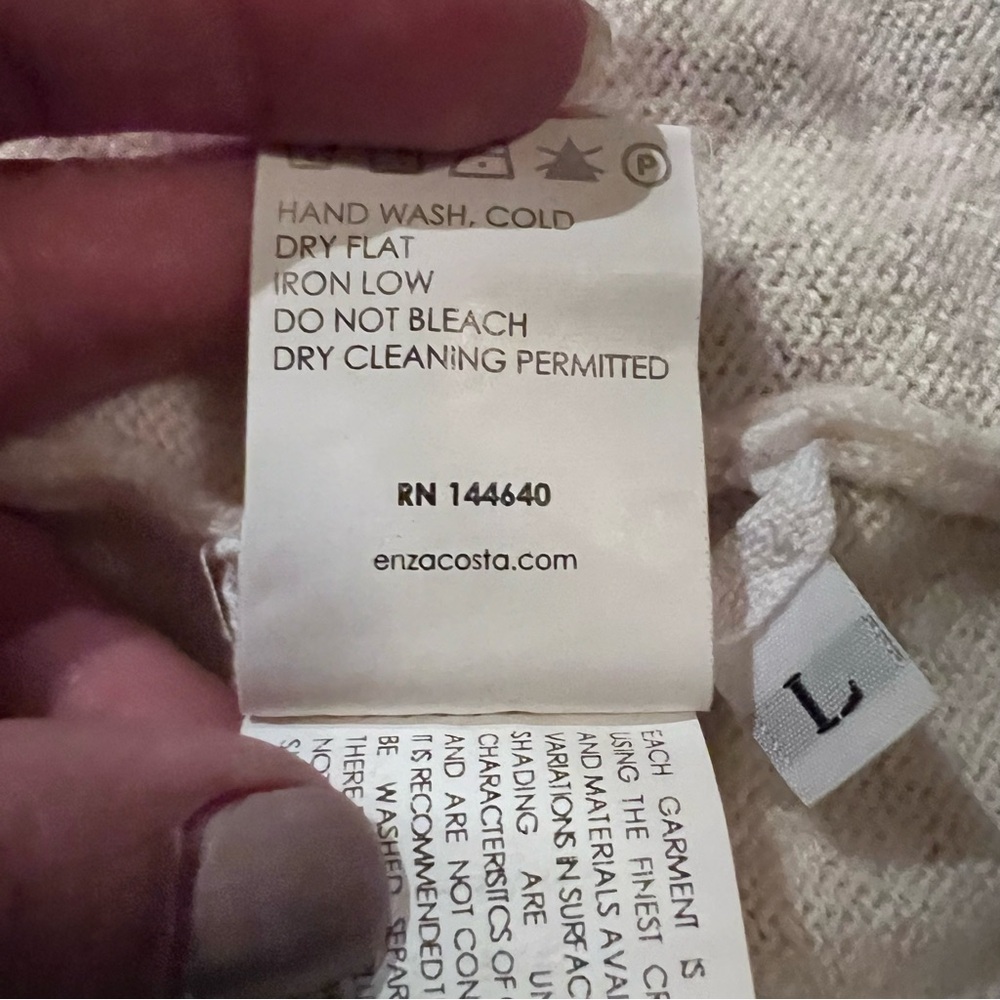 Enza Costa Cream Distressed Wool Cashmere Sweater - Picture 9 of 12
